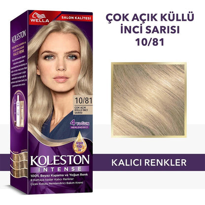 Wella Koleston Intense Ash Blonde Hair Dye: 100% Gray Coverage, Long Lasting Color, Argan Oil - Light Ash Pearl Blonde by Beauty Care Bag