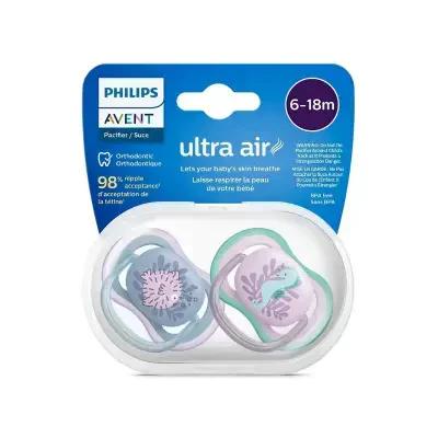 Avent Ultra Air Pacifier for Girls 6-18M 2-Pack by Beauty Care Bag