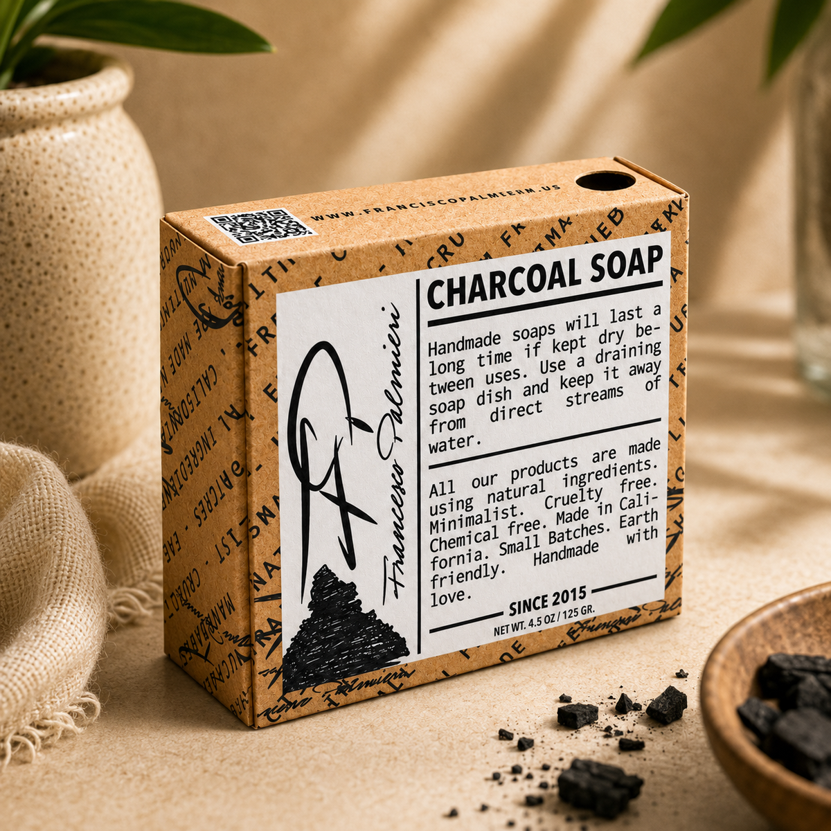 SOAP BAR - CHARCOAL by Francesco Palmieri