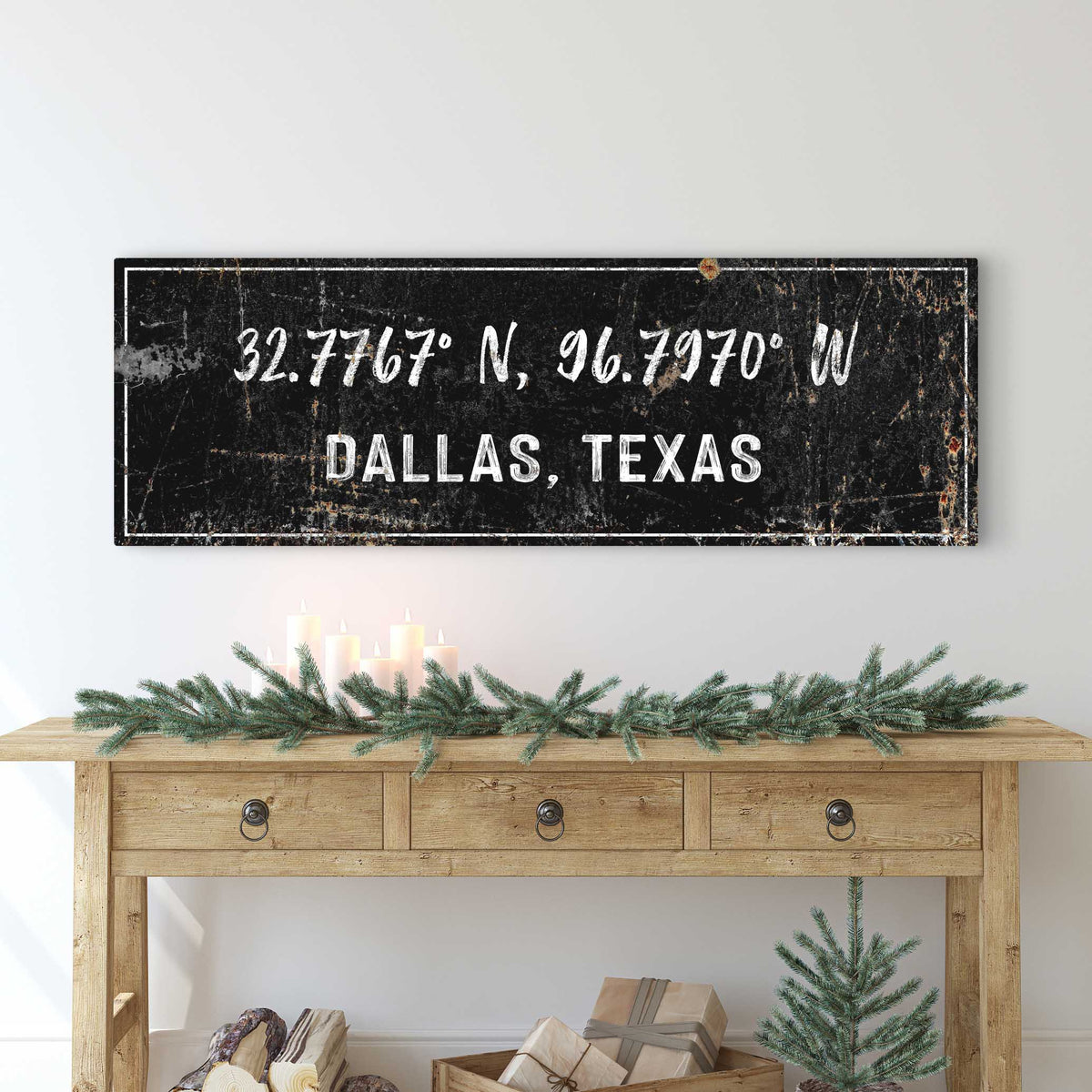 Home Coordinates Rustic Sign by Tailored Canvases