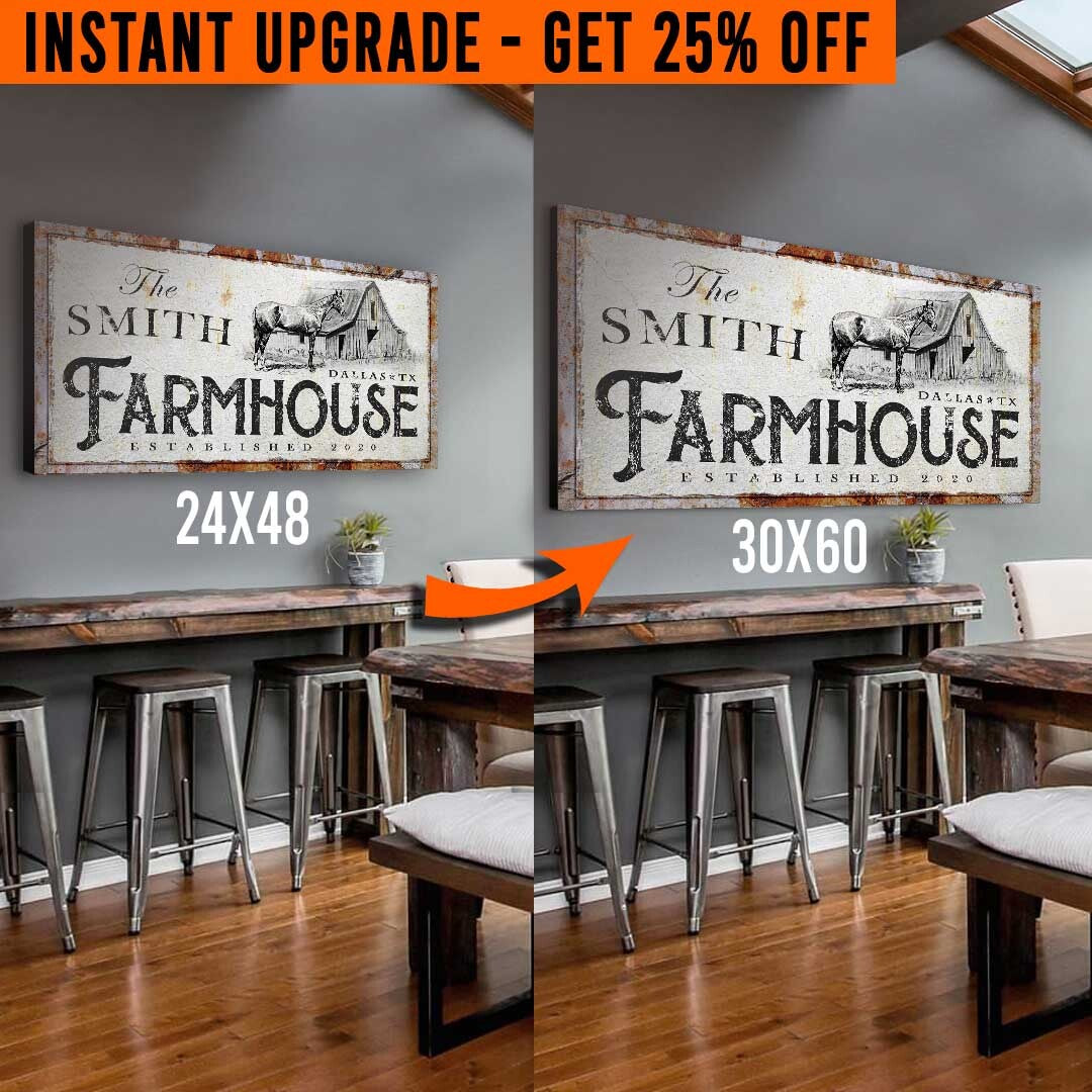 Upgrade Your 48x24 Inches 'Rustic Horse Farmhouse' (Style 1) Canvas To 60x30 Inches by Tailored Canvases