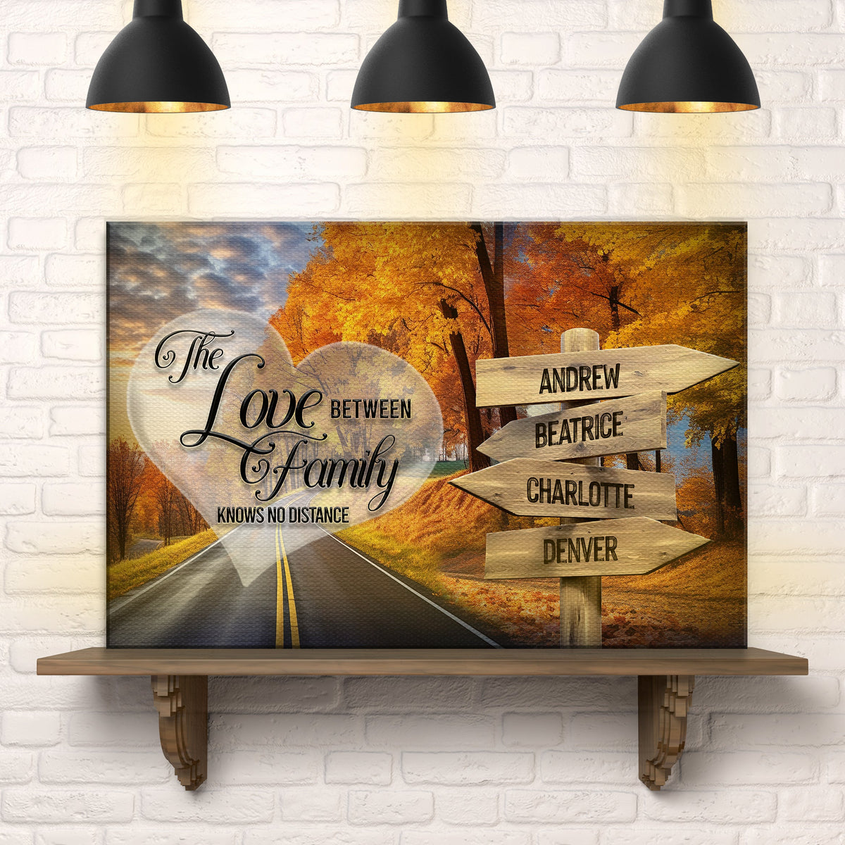 Love Between Family Names Sign by Tailored Canvases