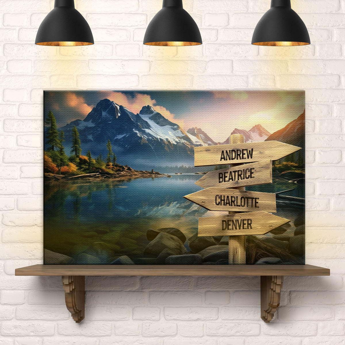 Mountain Sunrise Family Names Sign by Tailored Canvases