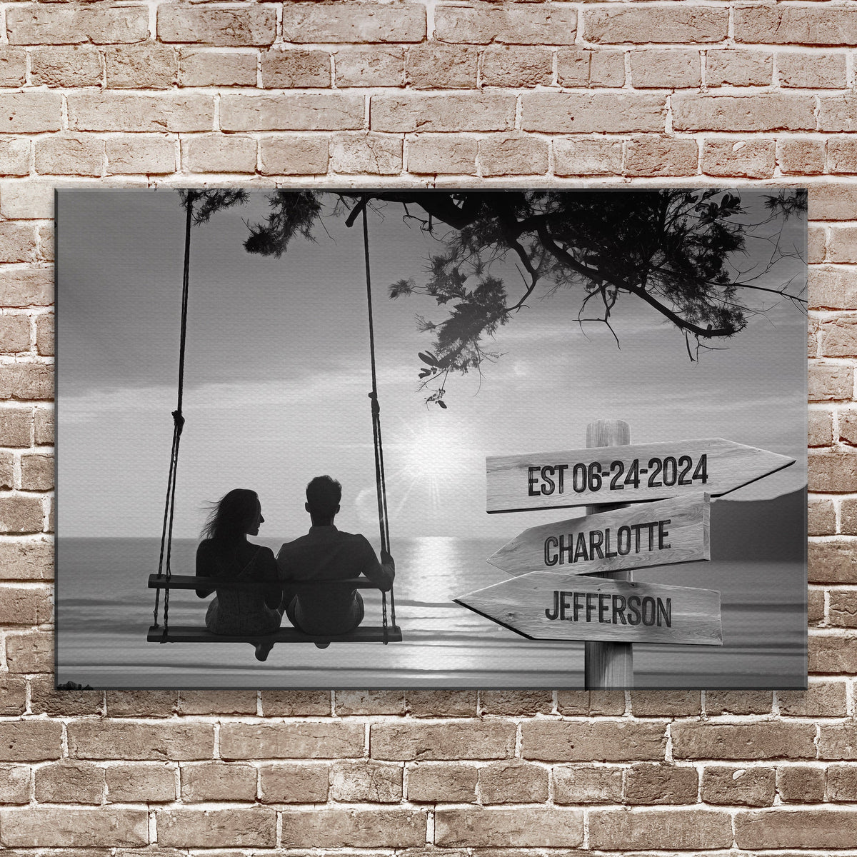 Romantic Swing Family Names Sign by Tailored Canvases