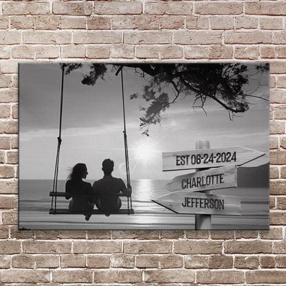 Romantic Swing Family Names Sign by Tailored Canvases