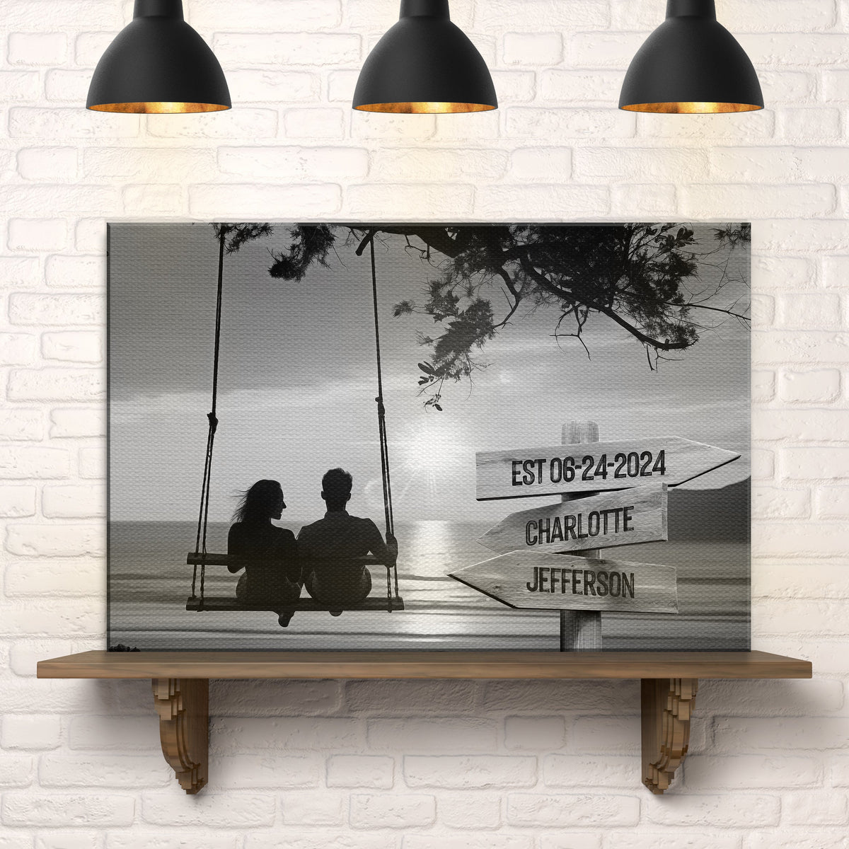 Romantic Swing Family Names Sign by Tailored Canvases