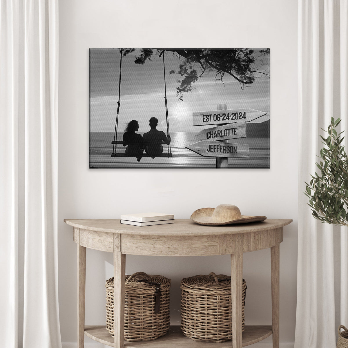 Romantic Swing Family Names Sign by Tailored Canvases