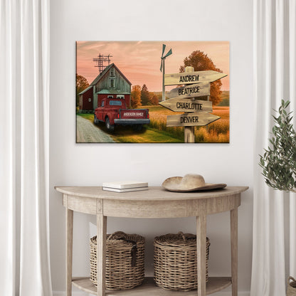 Old Truck Barn Family Names Sign by Tailored Canvases