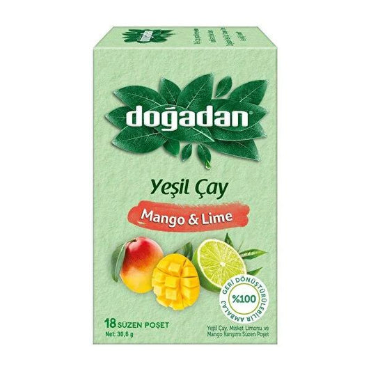 Do_adan Mango Lime Green Tea: Refreshing Antioxidant Herbal Tea with Tropical Fruit Flavors - 18 Tea Bags by Beauty Care Bag