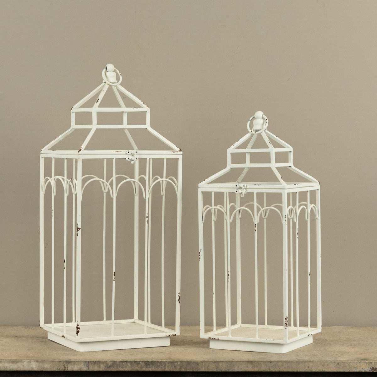 Ashley White Metal Lantern by Rust & Cinder