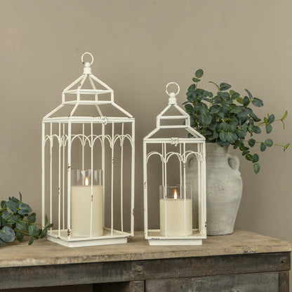 Ashley White Metal Lantern by Rust & Cinder