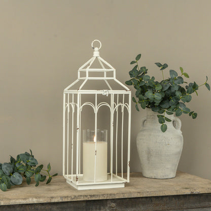 Ashley White Metal Lantern by Rust & Cinder