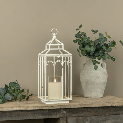 Ashley White Metal Lantern by Rust & Cinder