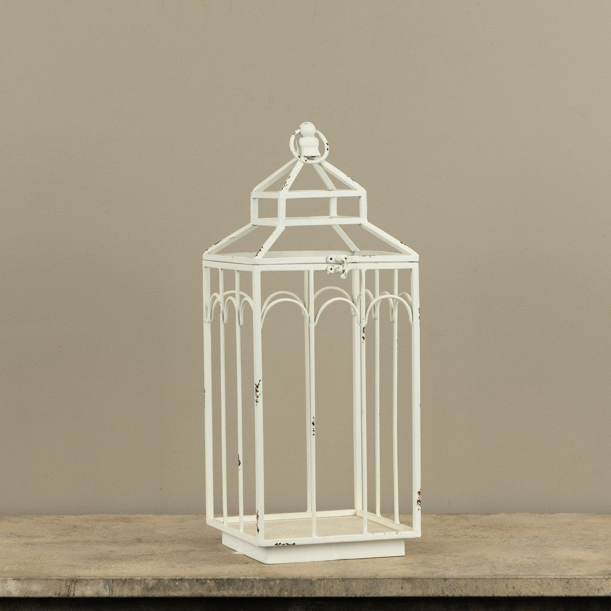 Ashley White Metal Lantern by Rust & Cinder