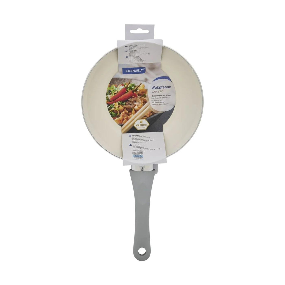 Ideenwelt Ceramic Coated Wok Pan in Beige 20 cm by Beauty Care Bag