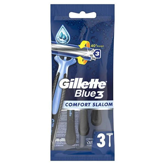Gillette Blue3 Disposable Razor Blades for Men - 3 Blades for a Closer Shave, Advanced Lubricating Strip by Beauty Care Bag
