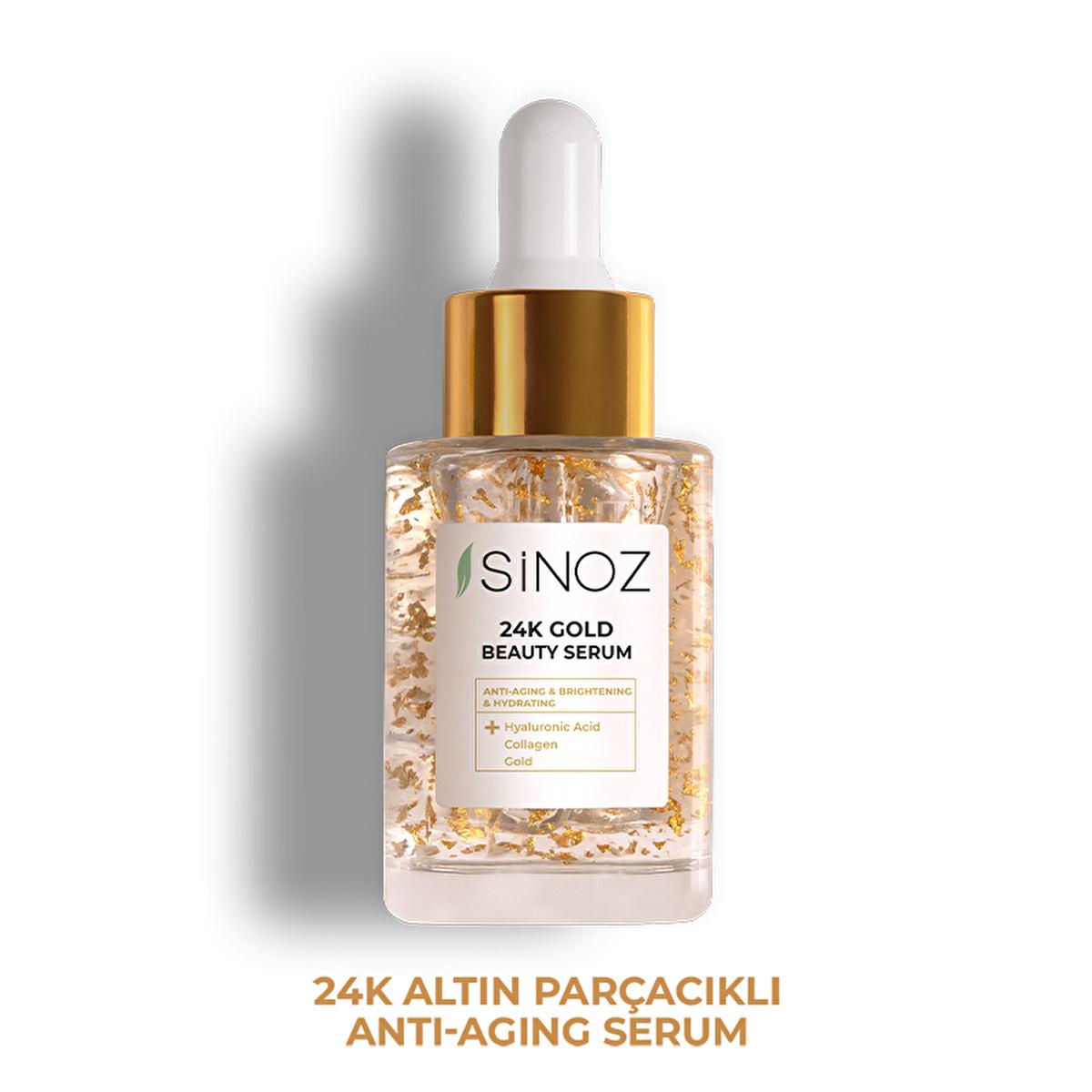 Sinoz 24K Gold Facial Serum: Anti-Aging, Collagen & Hyaluronic Acid Serum for Radiant, Firm, and Hydrated Skin - All Skin Types by Beauty Care Bag