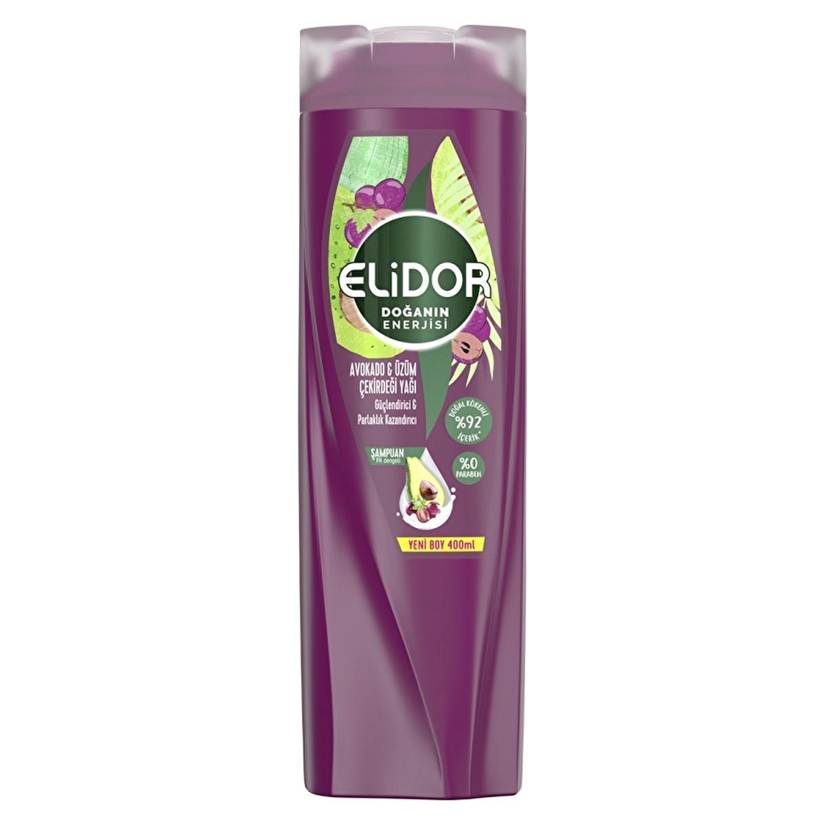 Elidor Avocado & Grape Seed Oil Shampoo: Natural Shine & Strengthening - Paraben-Free, For Dry & Dull Hair by Beauty Care Bag