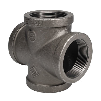 PIPE DECOR 1-1/2 in. black iron cross pipe fitting