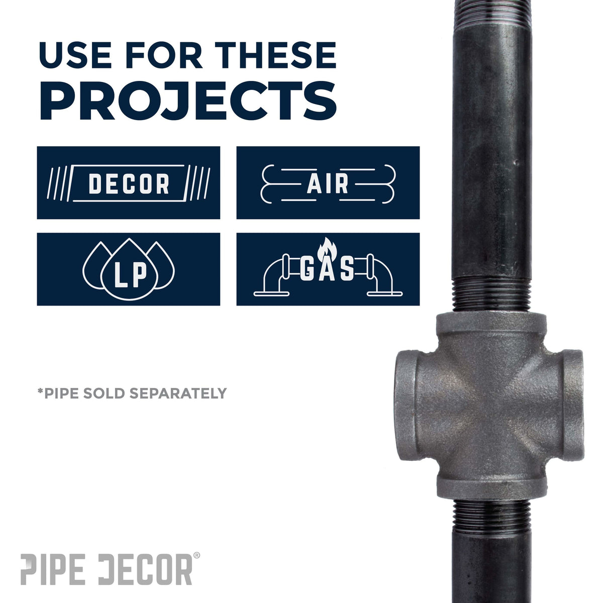 PIPE DECOR 1-1/2 in. black iron cross pipe fitting