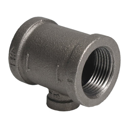 PIPE DECOR 1 in. x 1 in. x 1/4 in. black iron reducing tee pipe fitting