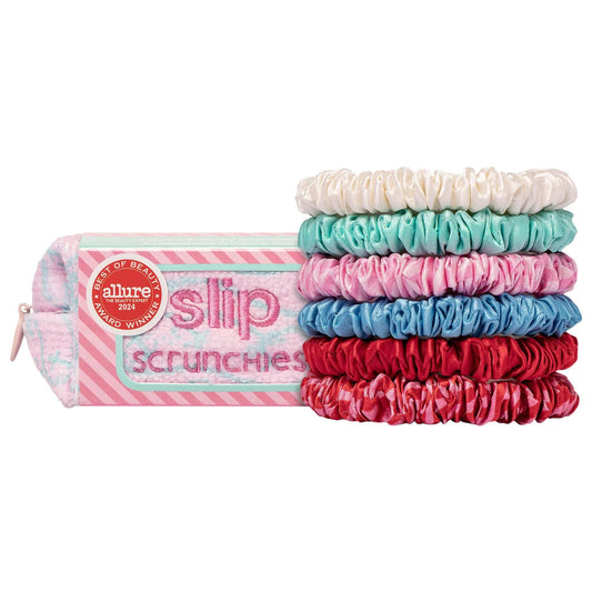 Slip High Tide skinny silk scrunchie set with pouch