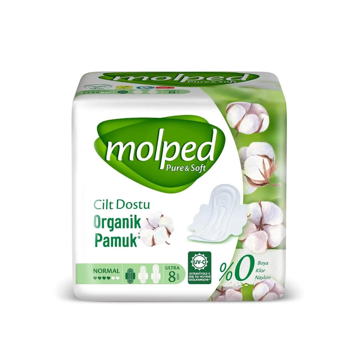 Molped Ultra Pure & Soft Normal Sanitary Pads - 8 Count by Beauty Care Bag
