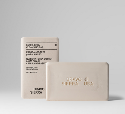 Fragrance-free face and body cleansing bar for sensitive skin
