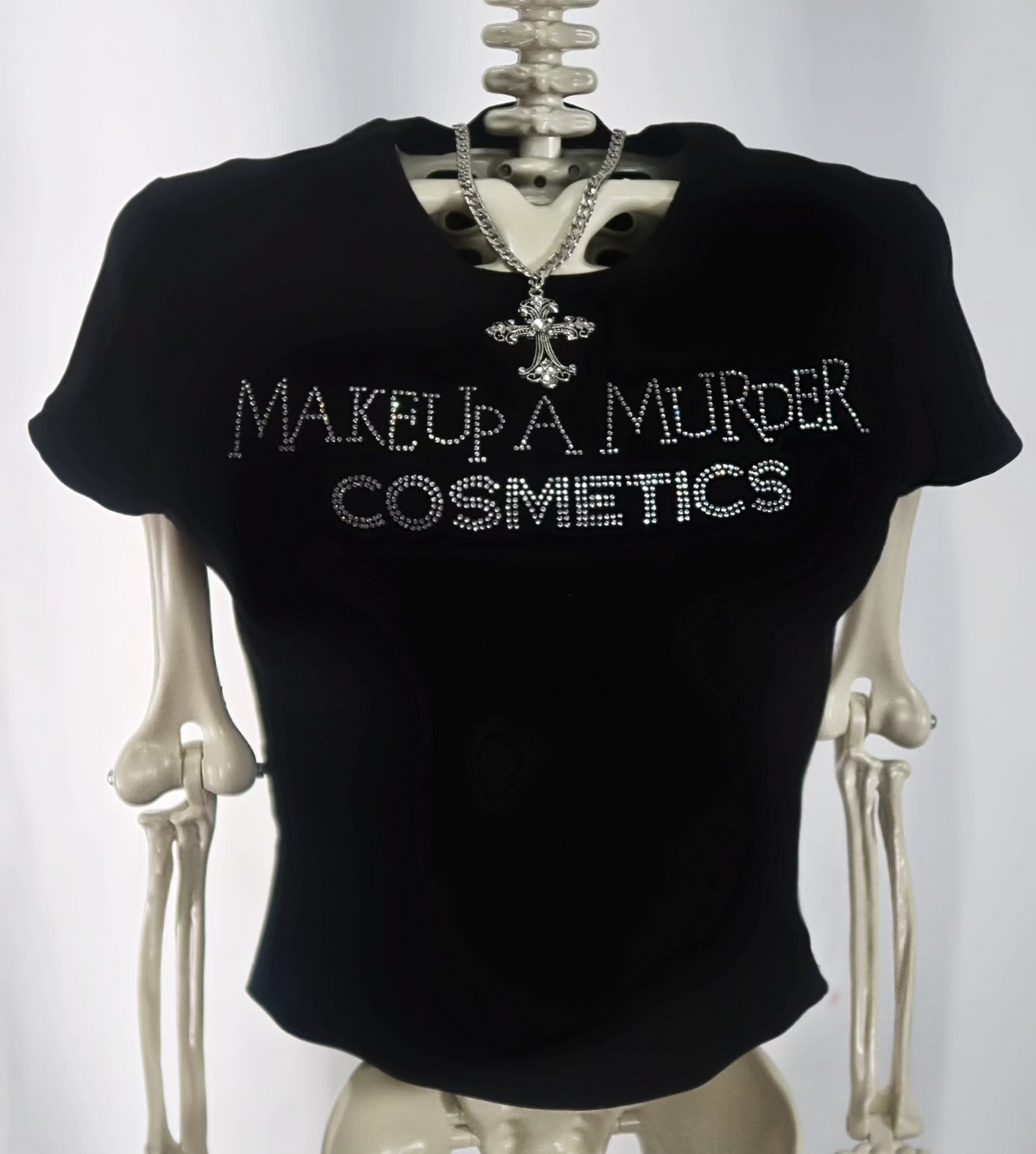 Makeup A Murder Signature Rhinestone Low Crop Top by Makeup A Murder, INC