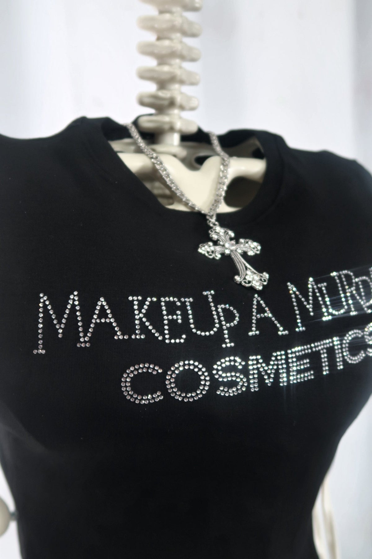 Makeup A Murder Signature Rhinestone Low Crop Top by Makeup A Murder, INC