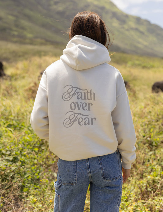 Faith Over Fear Taupe Unisex Hoodie by Elevated Faith