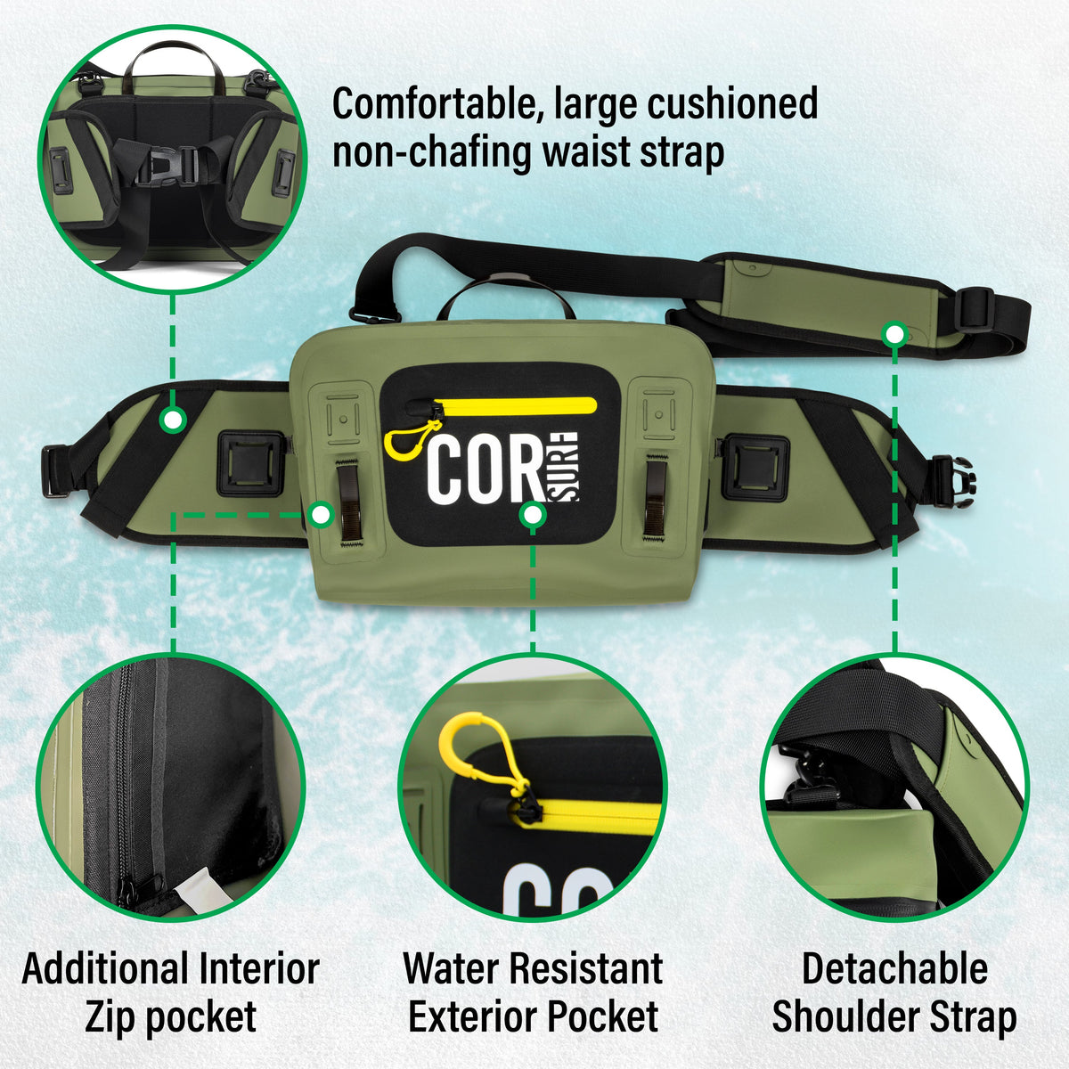 Molokai Waterproof Lumbar Pack - 8L (Free IPX8 Cell Phone Case) by COR Surf