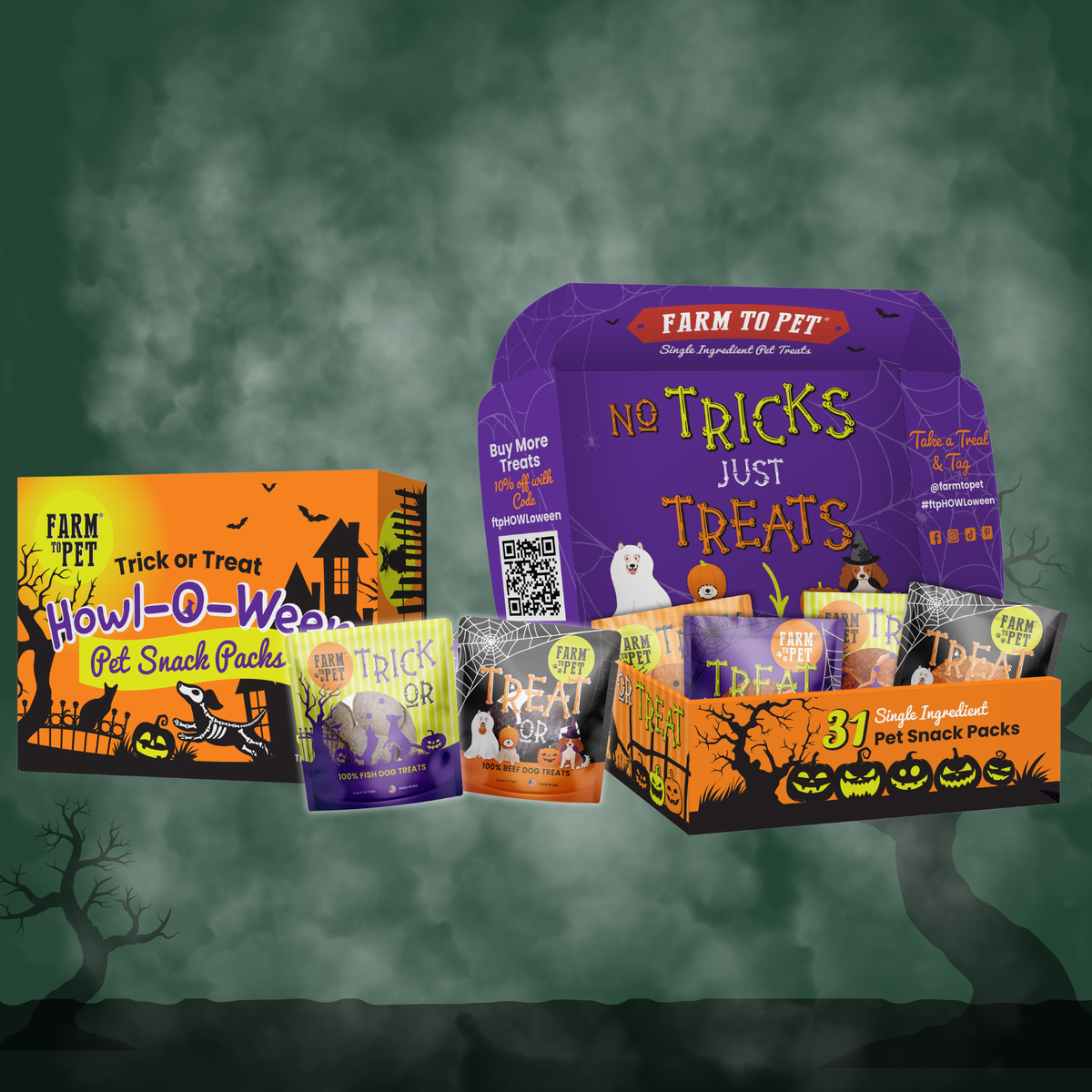 Halloween 31 Snack Pack Dog Treat Box by Farm To Pet