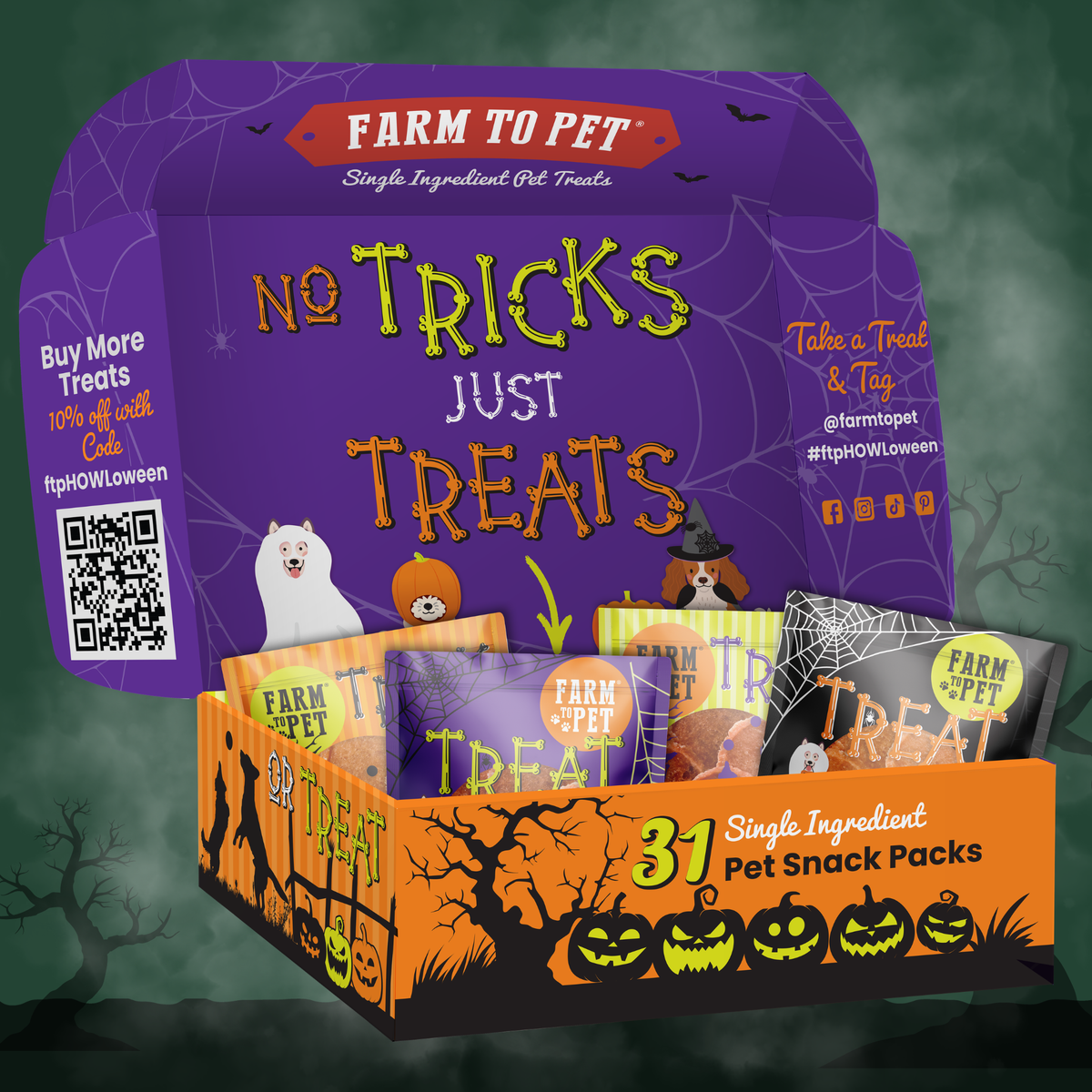 Halloween 31 Snack Pack Dog Treat Box by Farm To Pet
