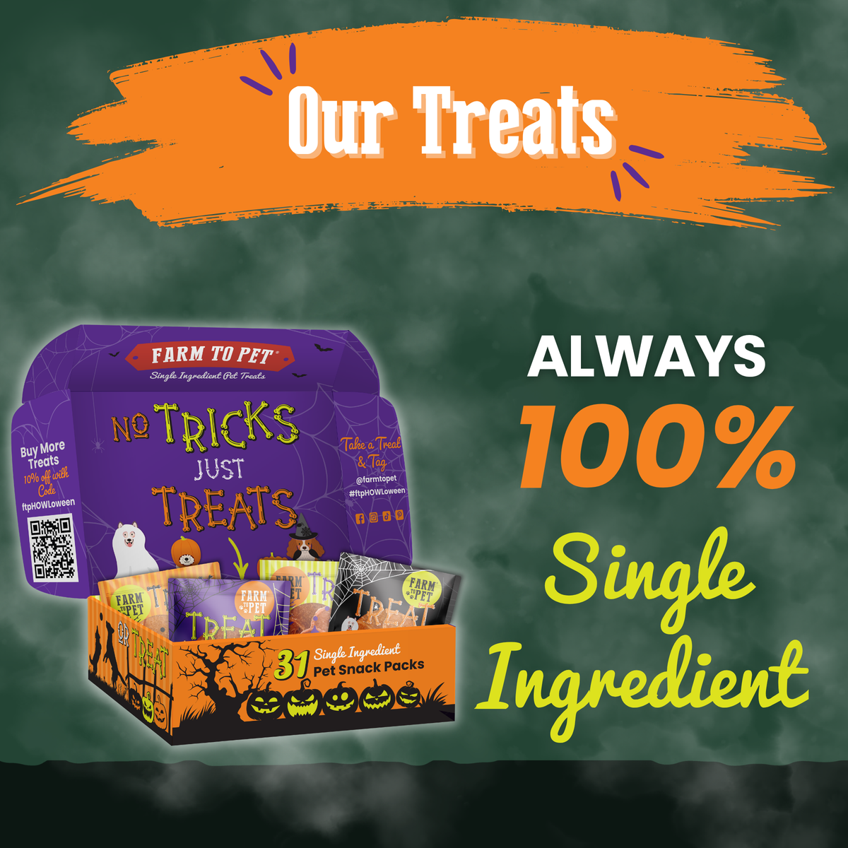 Halloween 31 Snack Pack Dog Treat Box by Farm To Pet