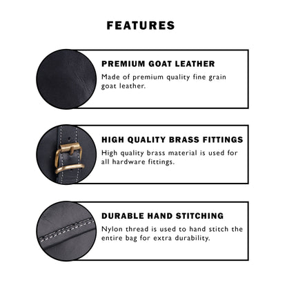 The Retro Black + FREE Toiletry Bag by Classy Leather Bags