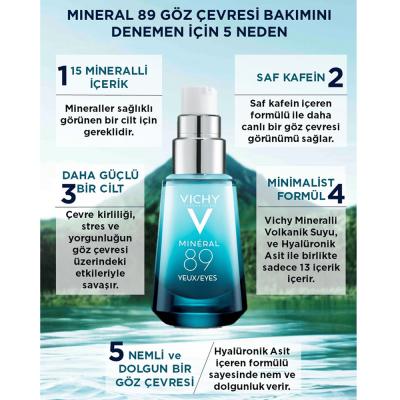 Vichy Mineral 89 Eye Cream - Hydrating Dark Circle & Fine Line Treatment for Sensitive Skin - Hyaluronic Acid, Paraben-Free by Beauty Care Bag
