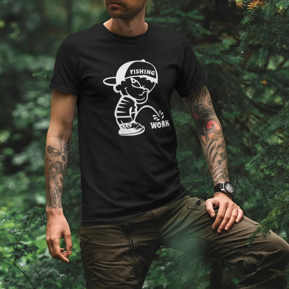 Fishing And Work Man T-Shirt by Outdoorzees