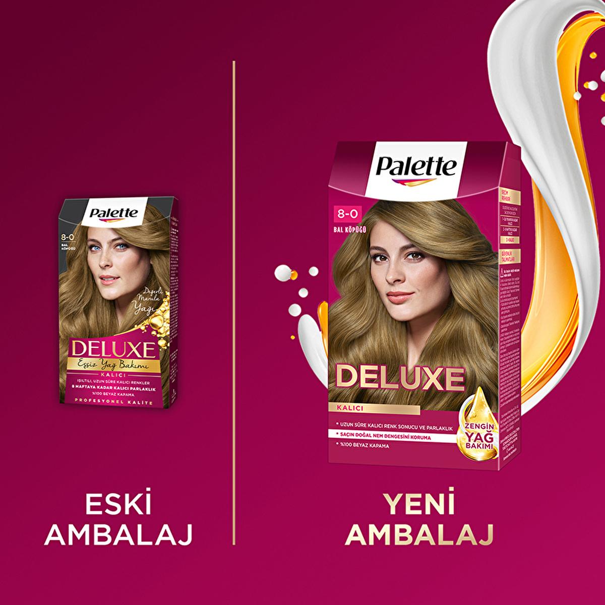 Palette Deluxe 8-0 Honey Blonde Hair Dye - Permanent, Long Lasting Color & Shine, Deep Nourishment with Oils by Beauty Care Bag