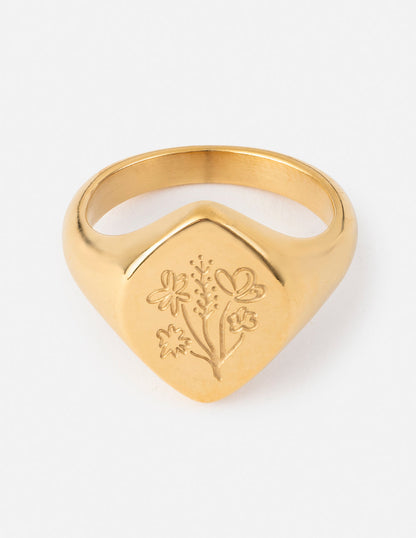 Floral Signet Ring by Elevated Faith