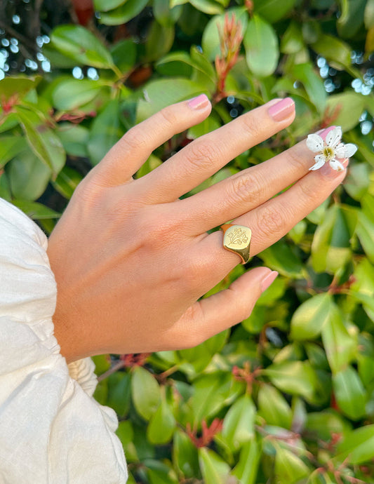 Floral Signet Ring by Elevated Faith