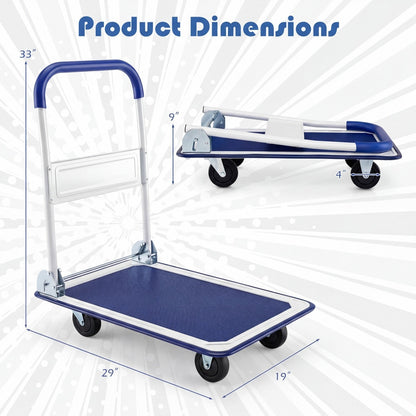 Folding Platform Hand Truck with 4 Wheels - 330 lbs Capacity by DirectDeals