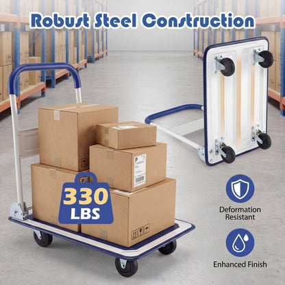 Folding Platform Hand Truck with 4 Wheels - 330 lbs Capacity by DirectDeals