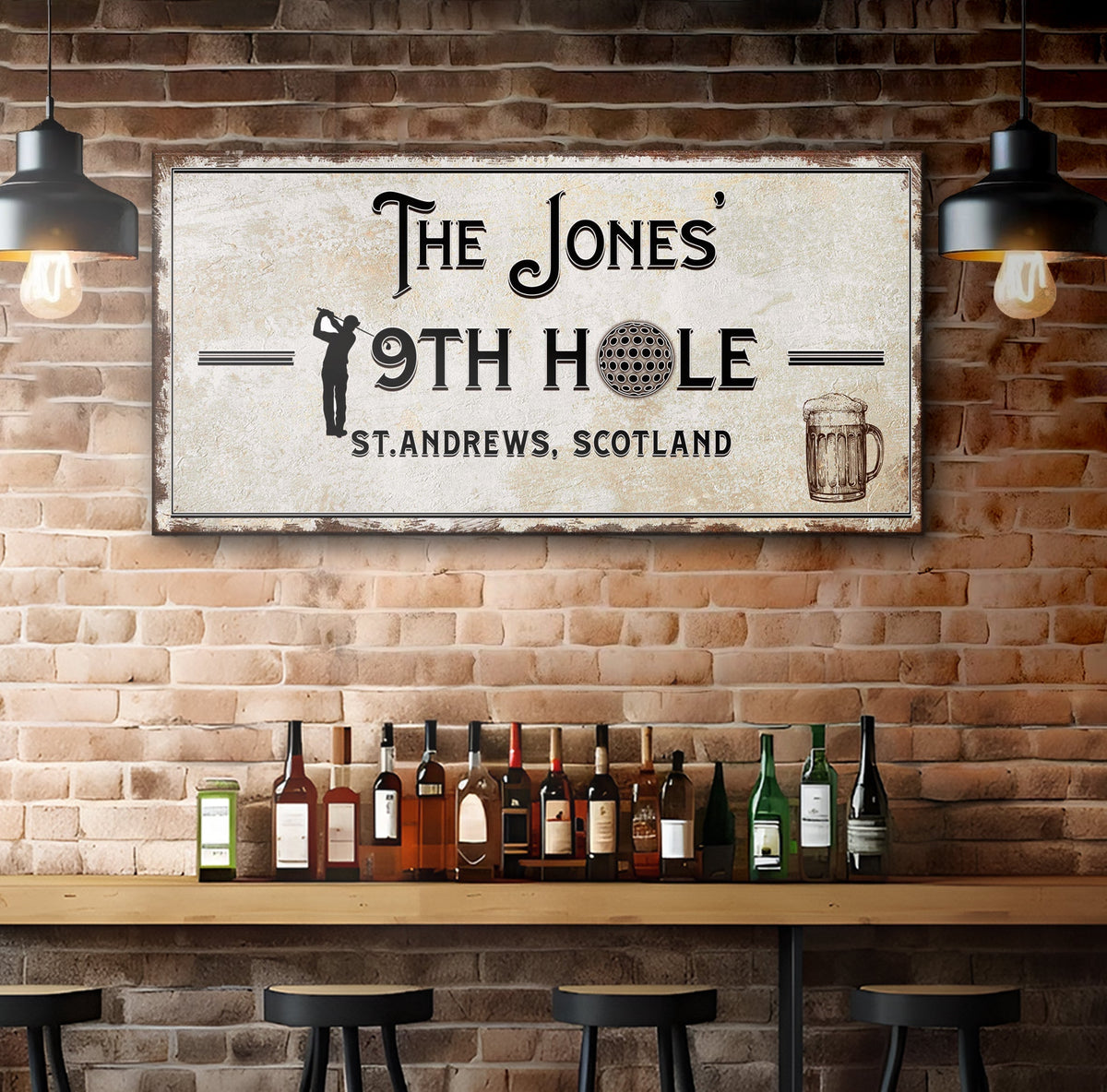 19th Hole personalized golf canvas sign by Tailored Canvases, view 2