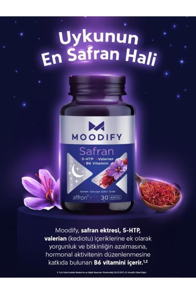 Moodify - Safran Extract with 5-HTP, Valerian, Vitamin B6 - 30 Capsules by Beauty Care Bag