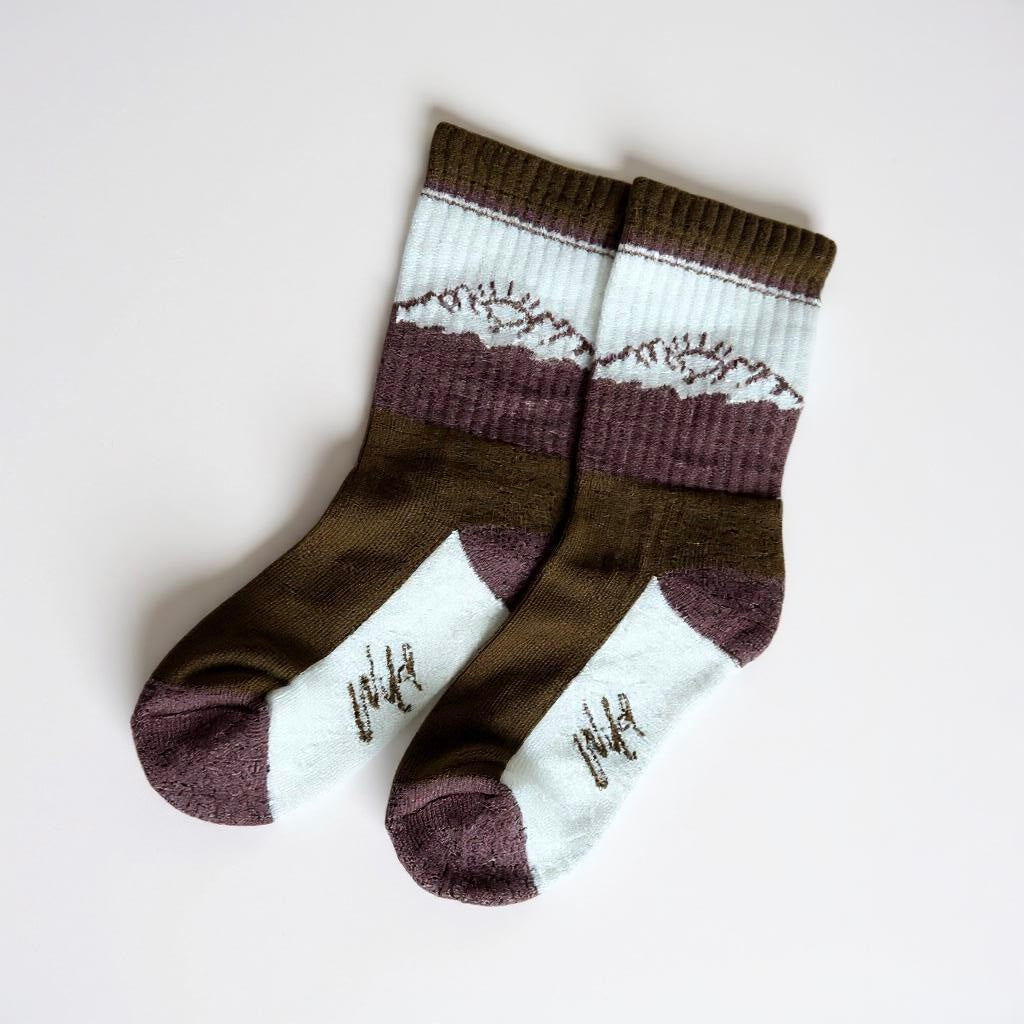 Brown Boot Socks Wild - 95% Merino Wool Hiking Socks for Kids and Toddlers by Keep the Littles Wild