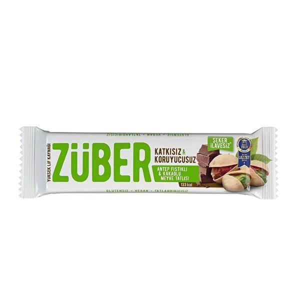 Zuber Pistachio & Cocoa Fruit and Nut Bar: All Natural, Low Calorie Award Winning Healthy Snack - 40g by Beauty Care Bag