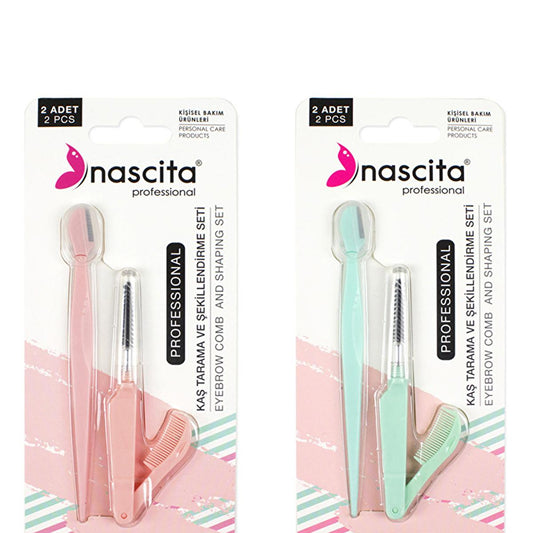 Nascita Eyebrow and Eyelash Grooming Set - Portable Beauty Kit with Mascara Brush and Eyebrow Razor by Beauty Care Bag