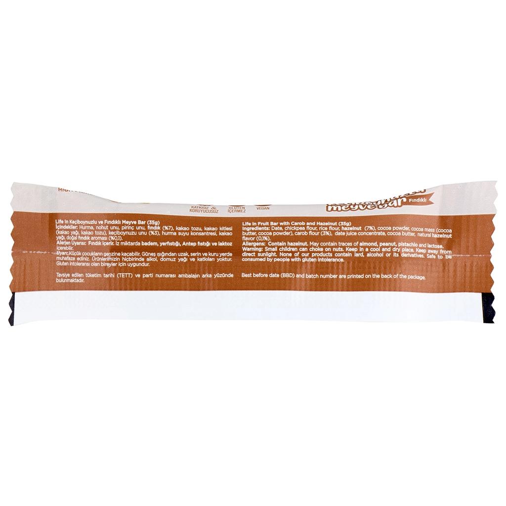 Life In Carob & Hazelnut Fruit Bar Healthy Snack 35g by Beauty Care Bag