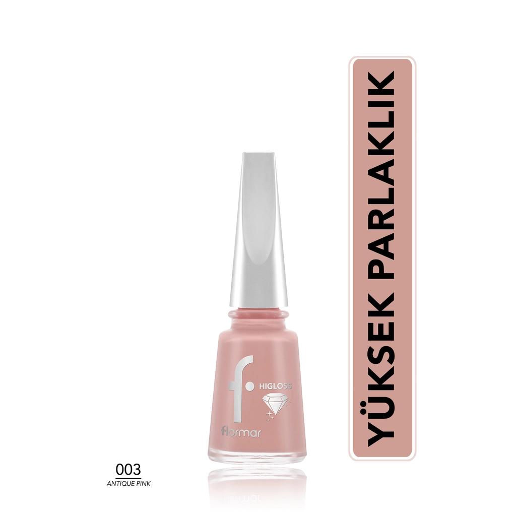 Flormar Higloss Long-Lasting Gel Look Nail Polish 003 Antique Pink by Beauty Care Bag